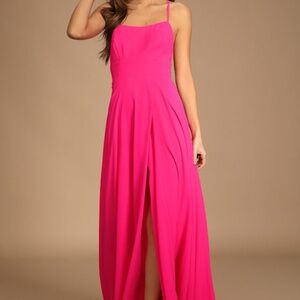 Lulus Dreamy Romance Hot Pink Backless Maxi Dress - Size XL
